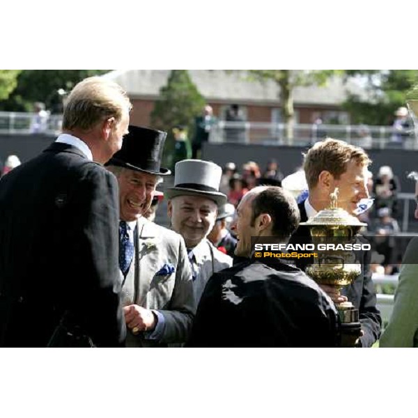 Princes Charles congratulates with Olivier Peslier. Close to him, Ed Dunlop and Lord Derby Royal Ascot, 2nd day, 21st june 2006 ph. Stefano Grasso