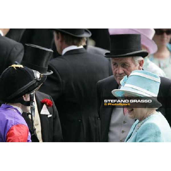 The Queen in the parade ring of Royal Ascot with Ryan Moore and Richard Hannon Ascot, 4th day, 23rd june 2006 ph. Stefano Grasso