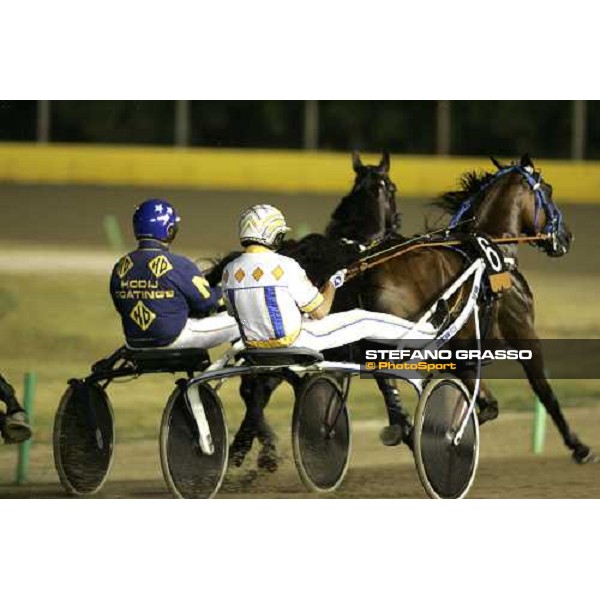 Arnold Mollema with Unforgettable and Roberto Andreghetti with Felix del Nord after the start in the Gran Premio Tino Triossi Rome, Tordivalle racetrack, 29th june 2006 ph. Stefano Grasso