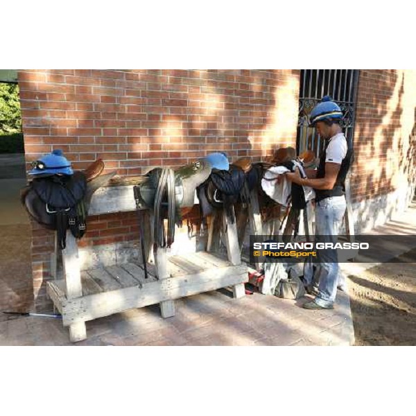 preparing fo traininig at Valfredo Valiani\'s stable at Pisa San Rossore Pisa, 19th july 2006 ph. Stefano Grasso
