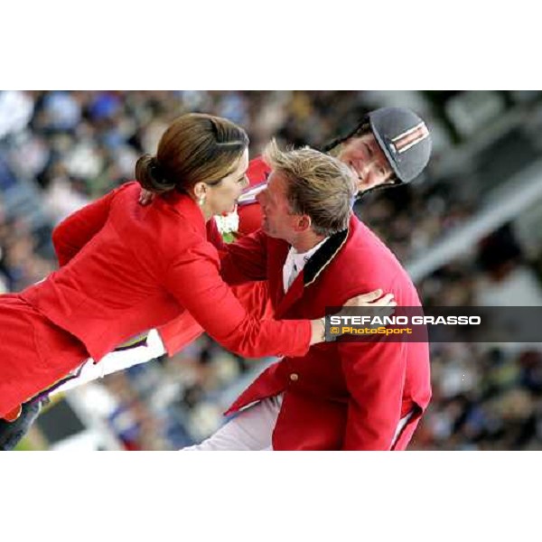 Fei Rolex World Champion - the podium Princess Haya of Jordan congratulates with Jos Lansink gold medal Aachen, 3rd september 2006 ph. Stefano Grasso