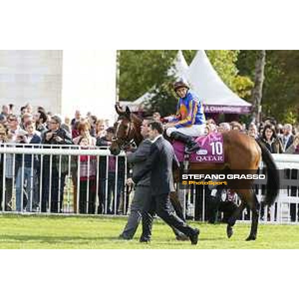 Ryan Moore on Found wins the Qatar Prix de l\'Arc de Triomphe - Aidan O\'Brien Chantilly,2nd october 2016 ph.Stefano Grasso
