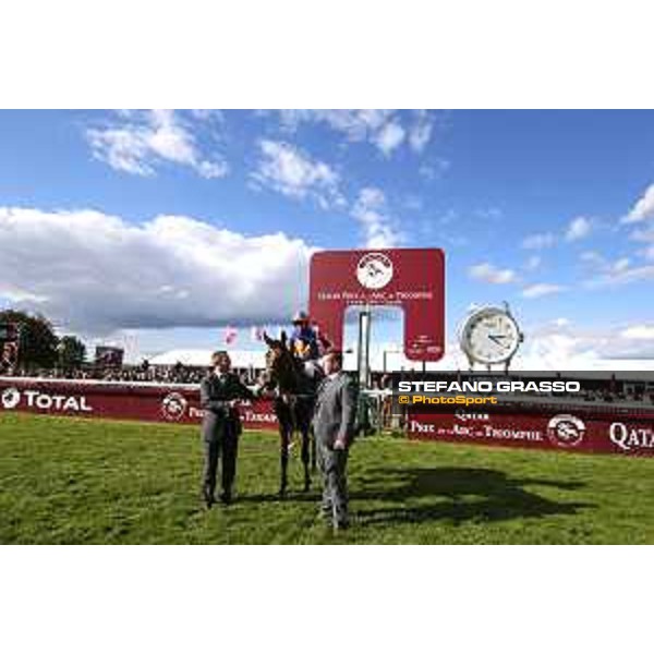 Ryan Moore on Found wins the Qatar Prix de l\'Arc de Triomphe Chantilly,2nd october 2016 ph.Stefano Grasso