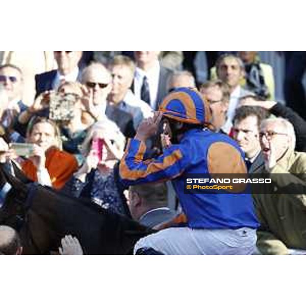 Ryan Moore on Found wins the Qatar Prix de l\'Arc de Triomphe Chantilly,2nd october 2016 ph.Stefano Grasso