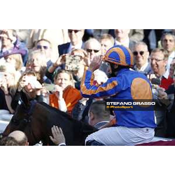 Ryan Moore on Found wins the Qatar Prix de l\'Arc de Triomphe Chantilly,2nd october 2016 ph.Stefano Grasso