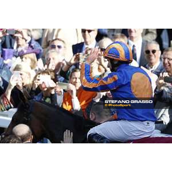 Ryan Moore on Found wins the Qatar Prix de l\'Arc de Triomphe Chantilly,2nd october 2016 ph.Stefano Grasso