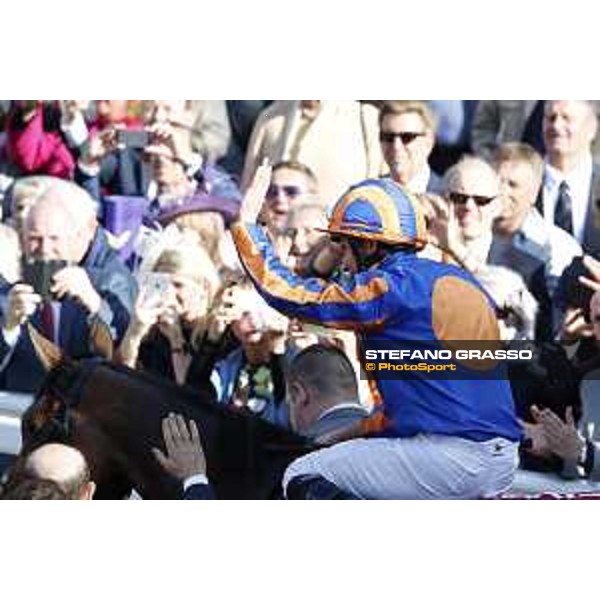 Ryan Moore on Found wins the Qatar Prix de l\'Arc de Triomphe Chantilly,2nd october 2016 ph.Stefano Grasso