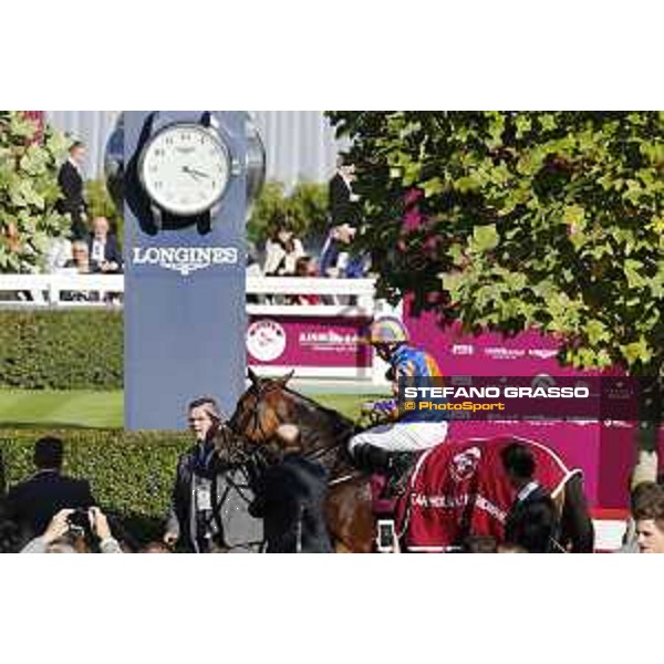 Ryan Moore on Found wins the Qatar Prix de l\'Arc de Triomphe Chantilly,2nd october 2016 ph.Stefano Grasso