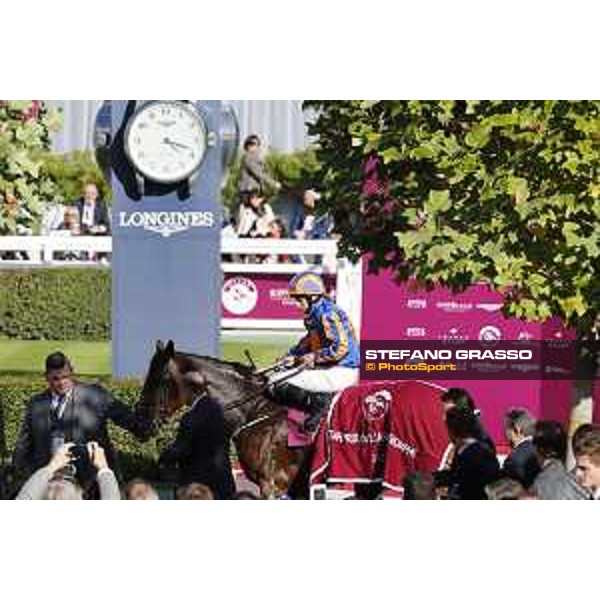 Ryan Moore on Found wins the Qatar Prix de l\'Arc de Triomphe Chantilly,2nd october 2016 ph.Stefano Grasso