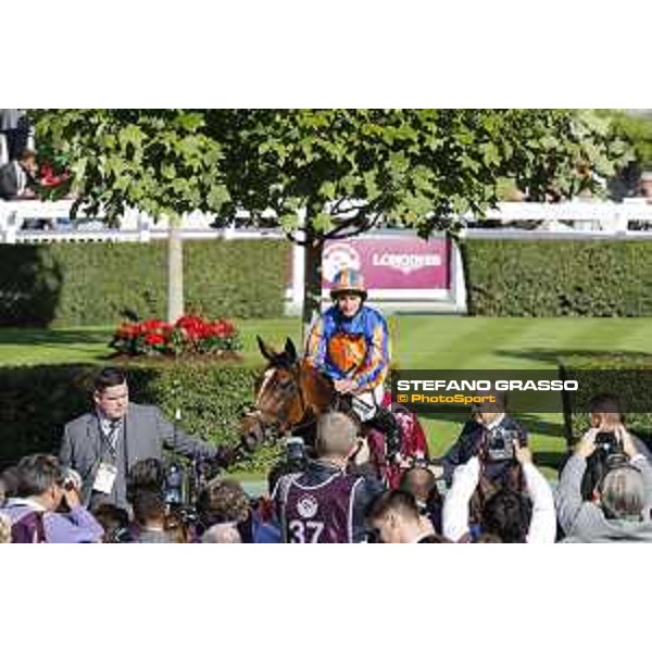 Ryan Moore on Found wins the Qatar Prix de l\'Arc de Triomphe Chantilly,2nd october 2016 ph.Stefano Grasso