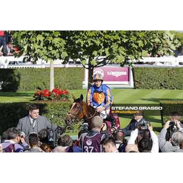 Ryan Moore on Found wins the Qatar Prix de l\'Arc de Triomphe Chantilly,2nd october 2016 ph.Stefano Grasso