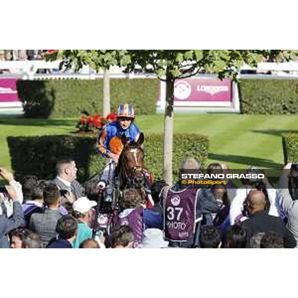 Ryan Moore on Found wins the Qatar Prix de l\'Arc de Triomphe Chantilly,2nd october 2016 ph.Stefano Grasso