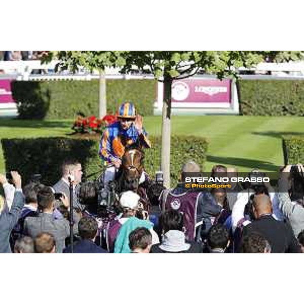 Ryan Moore on Found wins the Qatar Prix de l\'Arc de Triomphe Chantilly,2nd october 2016 ph.Stefano Grasso
