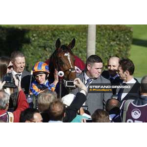Ryan Moore on Found wins the Qatar Prix de l\'Arc de Triomphe Chantilly,2nd october 2016 ph.Stefano Grasso