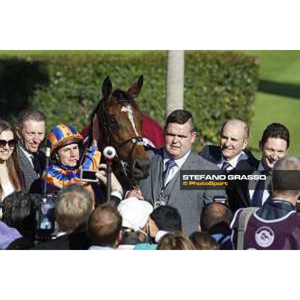 Ryan Moore on Found wins the Qatar Prix de l\'Arc de Triomphe Chantilly,2nd october 2016 ph.Stefano Grasso
