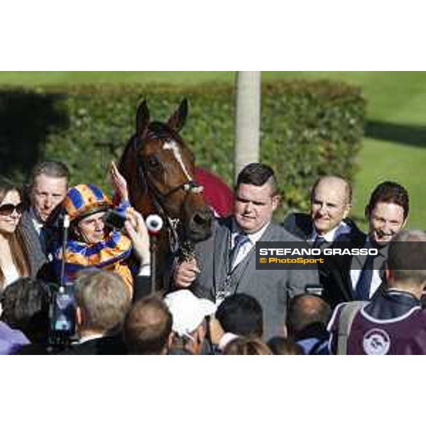Ryan Moore on Found wins the Qatar Prix de l\'Arc de Triomphe Chantilly,2nd october 2016 ph.Stefano Grasso