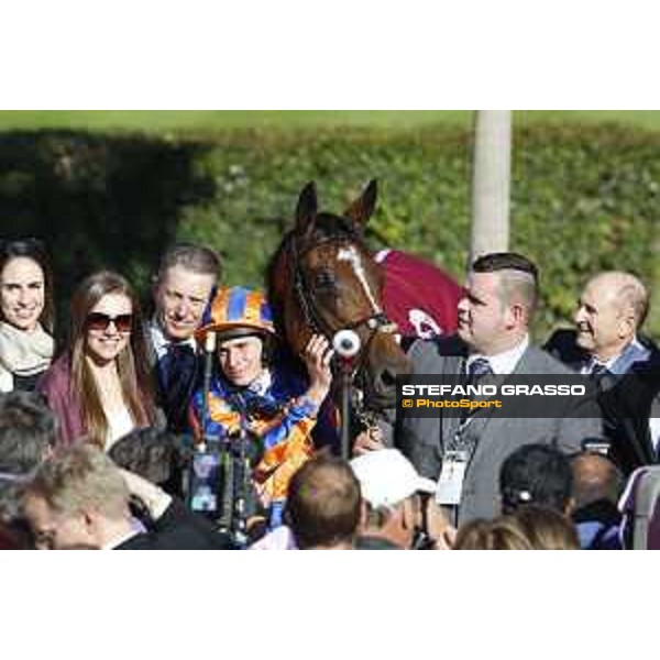 Ryan Moore on Found wins the Qatar Prix de l\'Arc de Triomphe Chantilly,2nd october 2016 ph.Stefano Grasso