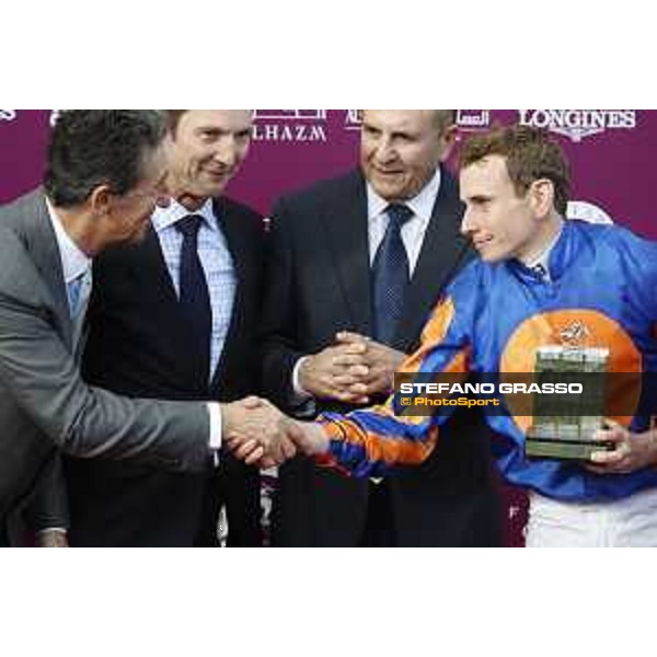 Ryan Moore on Found wins the Qatar Prix de l\'Arc de Triomphe Chantilly,2nd october 2016 ph.Stefano Grasso