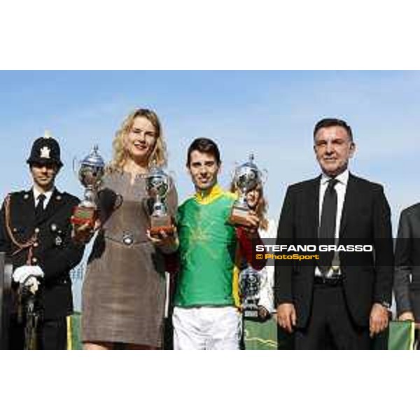 Christian Demuro on Samima wins the Premio Milano Jockey Club Stakes (PSA) trainer Karin Van den Bos Milano-San Siro racecourse,16/10/2016 ph.Stefano Grasso