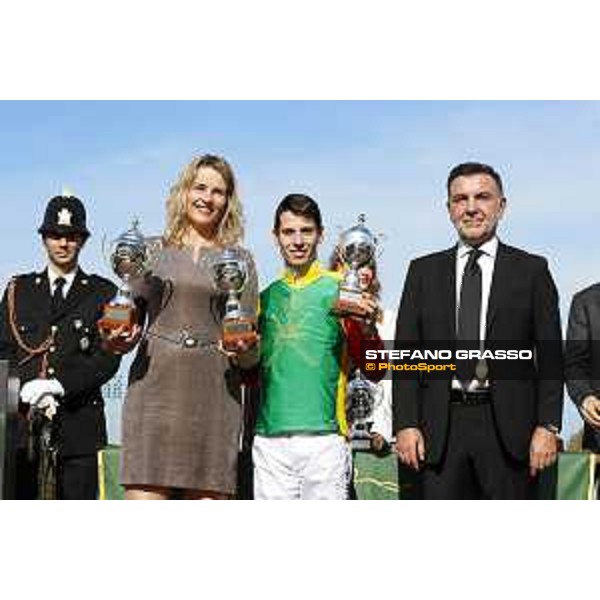 Christian Demuro on Samima wins the Premio Milano Jockey Club Stakes (PSA) trainer Karin Van den Bos Milano-San Siro racecourse,16/10/2016 ph.Stefano Grasso