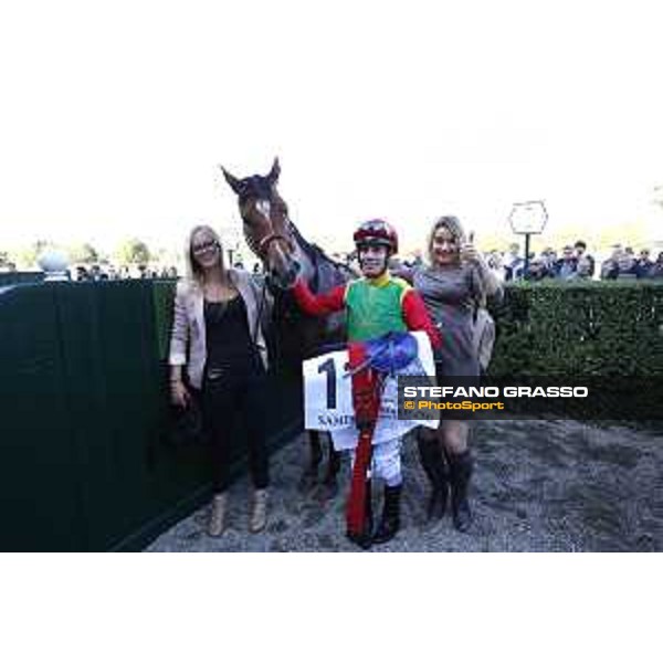 Christian Demuro on Samima wins the Premio Milano Jockey Club Stakes (PSA) trainer Karin Van den Bos Milano-San Siro racecourse,16/10/2016 ph.Stefano Grasso