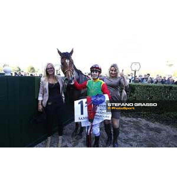 Christian Demuro on Samima wins the Premio Milano Jockey Club Stakes (PSA) trainer Karin Van den Bos Milano-San Siro racecourse,16/10/2016 ph.Stefano Grasso