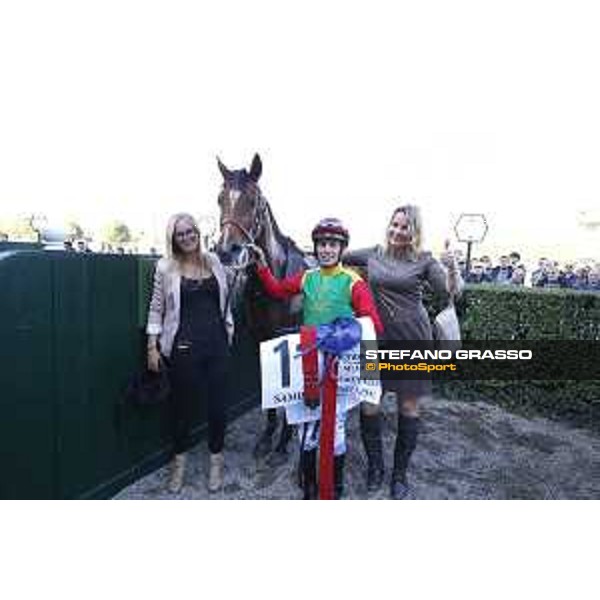 Christian Demuro on Samima wins the Premio Milano Jockey Club Stakes (PSA) trainer Karin Van den Bos Milano-San Siro racecourse,16/10/2016 ph.Stefano Grasso