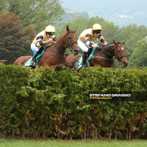 MERANO, 24 Septembre 2006. Gran Premio . L\'oxer. \'Masini\' (N° 6) et \'Kolorado\'(N°9) . ph. Jean Charles Briens