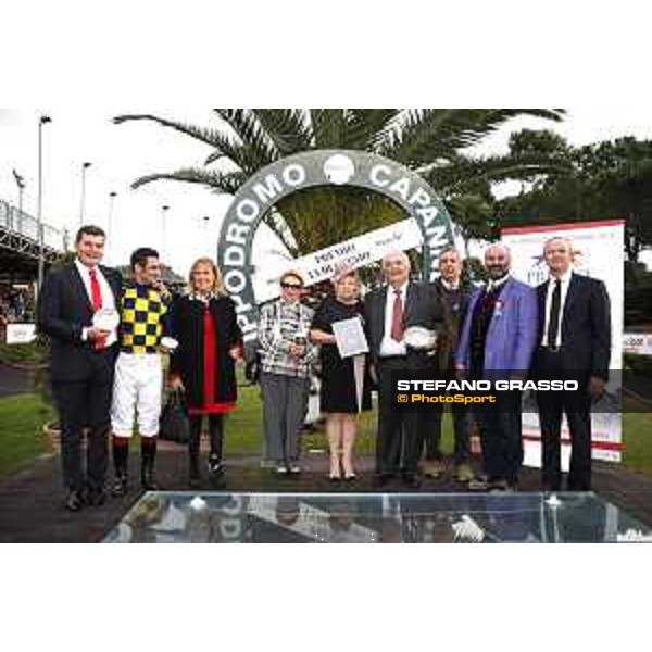 Fabio Branca on Sound of Freedom wins the Premio Lydia Tesio - Prize giving ceremony Roma - Capannelle racecourse,23rd october 2016 ph.Stefano Grasso