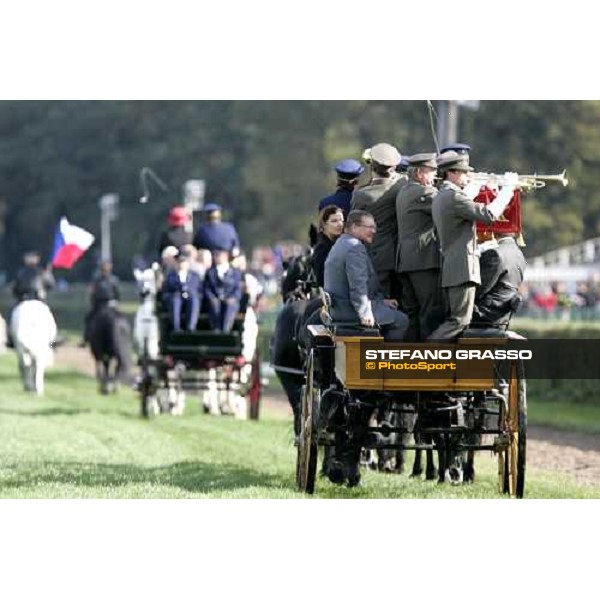 parading of Kladruber horses at the racecourse of Pardubice for the 116¡ Velka Pardubicka PArdubice, 8th october 2006 ph. Stefano Grasso