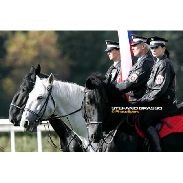 police on Kladruber horses at the racecourse of Pardubice for the 116¡ Velka Pardubicka PArdubice, 8th october 2006 ph. Stefano Grasso