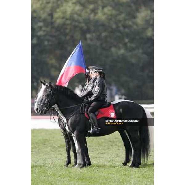 the police on Kladruber horses at the racecourse of Pardubice for the 116¡ Velka Pardubicka PArdubice, 8th october 2006 ph. Stefano Grasso