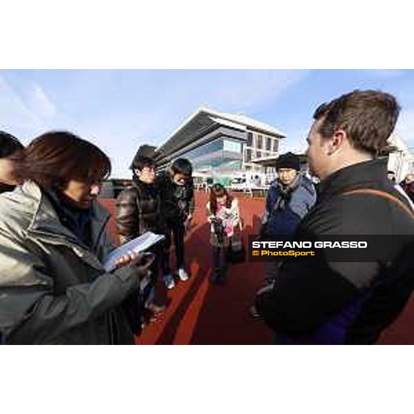 The 36th Japan Cup in association with Longines - Morning track works at Fuchu racecourse - Japanese journalist interview Francis-Henri Graffard Tokyo,25th nov.2016 ph.Stefano Grasso