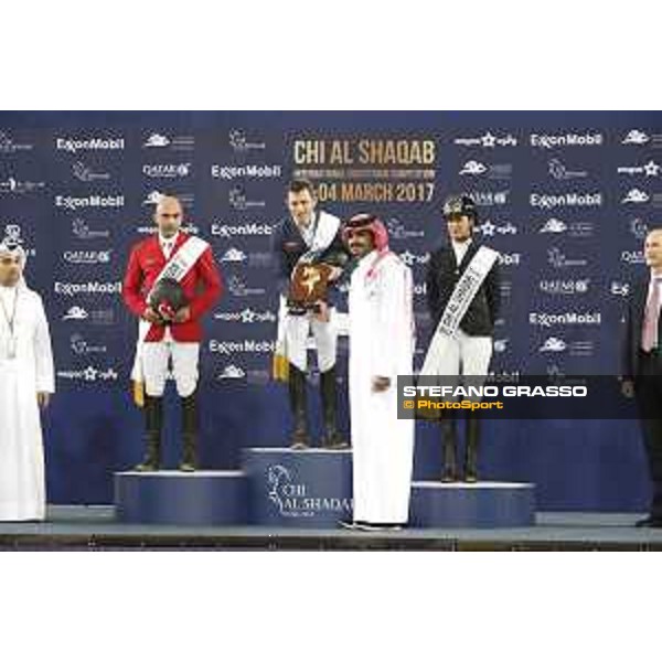 Prize giving ceremony - Omer Karaevli, Scott Brash, Pilar Cordon, Sheikh Jooan Bin Hamad Bin Khalifa Al Thani Competition S12 - CSI5* Shaqab, 4th march 2017 ph.Stefano Grasso/Al Shaqab