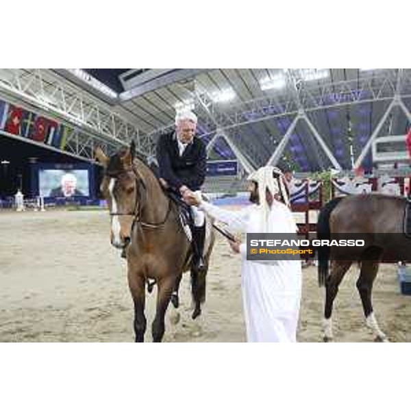 CHI of Al Shaqab - Class S04 CSI5* - Roger Yves Bost on Qoud’Coeur de la Loge during prize giving ceremony Doha, Al Shaqab - 02th March 2017 ph.Mario Grassia/Al Shaqab