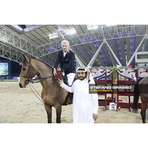 CHI of Al Shaqab - Class S04 CSI5* - Roger Yves Bost on Qoud’Coeur de la Loge during prize giving ceremony Doha, Al Shaqab - 02th March 2017 ph.Mario Grassia/Al Shaqab