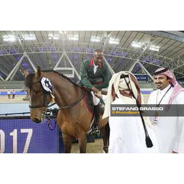 CHI of Al Shaqab - Class S04 CSI5* - Abdelkebir Ouaddar on Quickly de Kreisker during prize giving ceremony Doha, Al Shaqab - 02th March 2017 ph.Mario Grassia/Al Shaqab