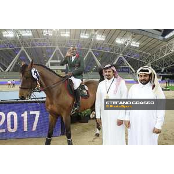 CHI of Al Shaqab - Class S04 CSI5* - Abdelkebir Ouaddar on Quickly de Kreisker during prize giving ceremony Doha, Al Shaqab - 02th March 2017 ph.Mario Grassia/Al Shaqab