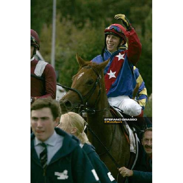 Karoly Kerekes on Floriot triumphin back after winning the Premio Lydia Tesio Rome Capannelle, 22nd october 2006 ph. Stefano Grasso