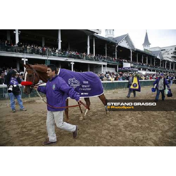 Round Pond with his groom comes back to the stable after winning the Emirates Airline Breeders\' Cup Distaff Louisville Churchill Downs, 4th nov. 2006 ph. Stefano Grasso