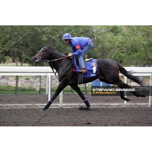 Endo Botti on Ramonti flying to the line during morning works at Sha Tin racecourse Hong Kong, 7th dec. 2006 ph. Stefano Grasso