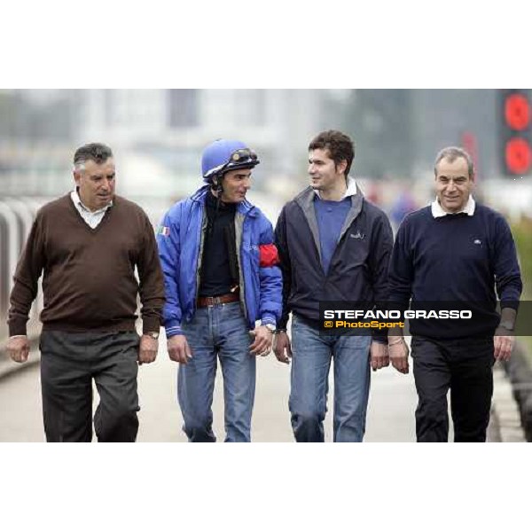Giuseppe, Endo, Stefano and Alduino Botti smiling after morning track works at Sha Tin racecourse Hong Kong, 7th dec. 2006 ph. Stefano Grasso