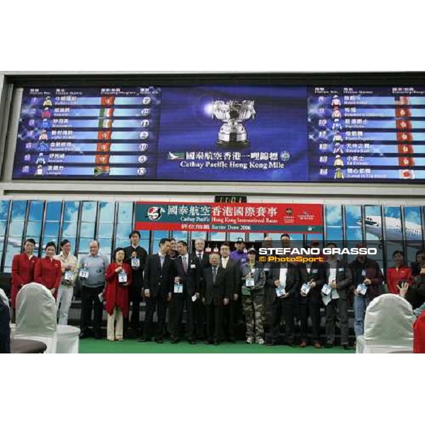 group photo of the Cathay Pacific Hong Kong Mile at Sha Tin racecourse after the Barrier Draw Hong Kong, 7th dec. 2006 ph. Stefano Grasso