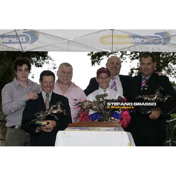 group photo for the winners of the Bloodstock South Africa Cape Guineas. 4 brothers Marcus and one of the owners Kenilworth racecourse Cape Town, 6th january 2007 ph. Stefano Grasso