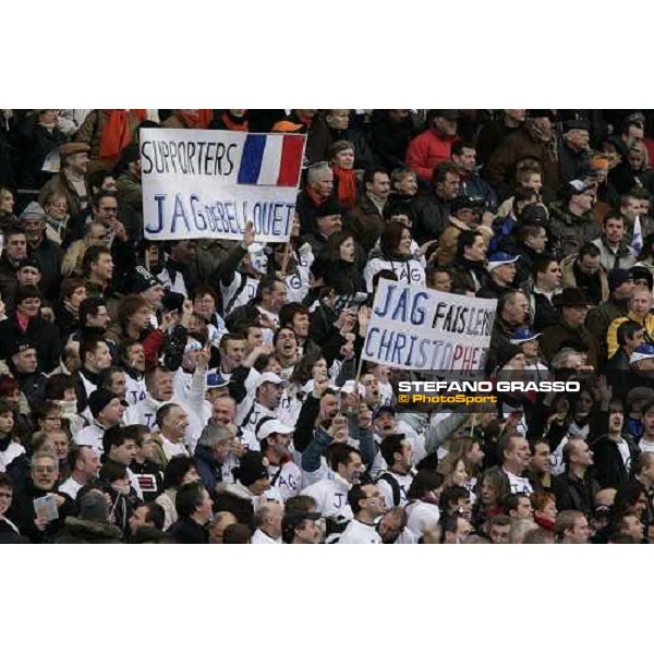 Jag de Bellouet and Christophe Gallier\'s supporters in the grandstand of Plateau du Gravelle Paris, Vincennes, 28th january 2007 ph. Stefano Grasso