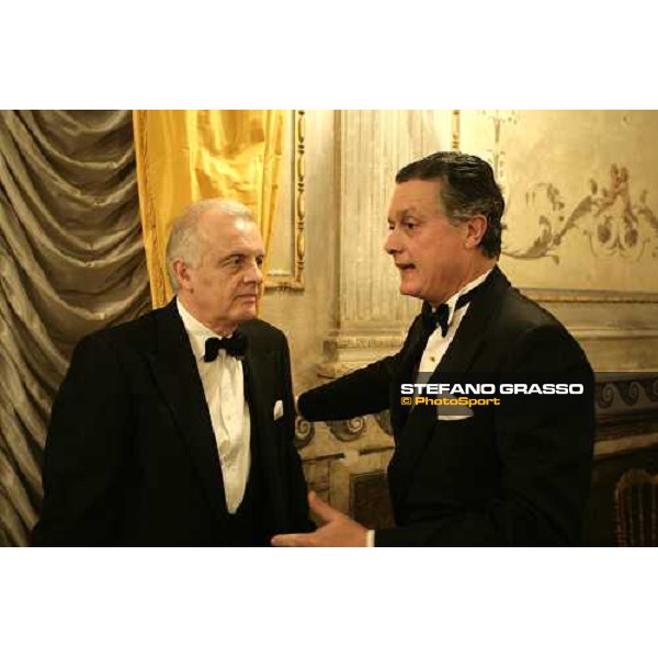 Annibale Brivio Sforza speaking with Guido Melzi D\'Eril at gala evening for the Oscar del Galoppo at Palazzo Taverna in Rome Rome, 4th february 2007 ph. Stefano Grasso