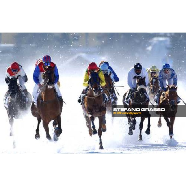horses of the American Express Grand Prix on the straight S.Moritz, february 2003 ph. Stefano Grasso
