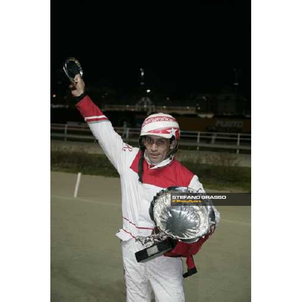 Giuseppe Ruocco winner with Dominatore D\'Orio of the Gran Premio Encat \'Memorial Fausto Branchini\' Milan, San Siro 11th february 2007 ph. Stefano Grasso