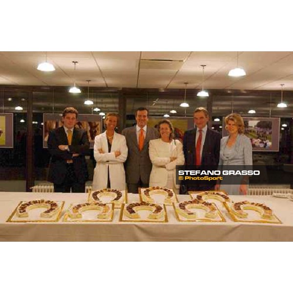 from left, Massimo and Francesca Salice, Mr. Luciano Salice and Mrs. Salice, Mr. Luca Cumani and Mrs. Sarah Cumani Carimate golf Club 29th april 2004 ph. Stefano Grasso