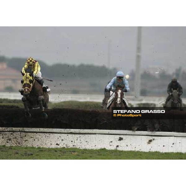 Jeremy Lobel on Or ou Argent at left jumps the last fence followed by Y.Fertilet on Kheops Quercus and goes to win the LVII Gran Corsa Siepi di Roma Rome, 18th february 2007 ph. Stefano Grasso